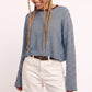 Striped Textured Knit Drop Shoulder Cropped Sweater