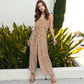 Off Shoulder Jumpsuit Printed Belted Elastic Waist