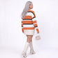 Plus Size Colorblock Striped V Neck Sweater