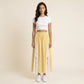 Gingham Maxi Skirt Lace Panel High Waist A Line Flowy Lightweight Casual Skirt
