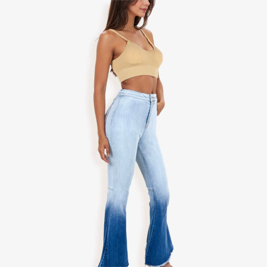 Classic Retro High Waist Long Denim Bell Bottom Jeans