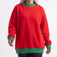 Long Sleeve Contrast Trim Sweatshirt with Polka Dot Details
