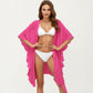 Open Front Swim Cover Up Kimono with Ruffle Sleeves Lightweight Beach Cardigan