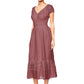 Lace Cap Sleeve Maxi Dress with Flared Hem