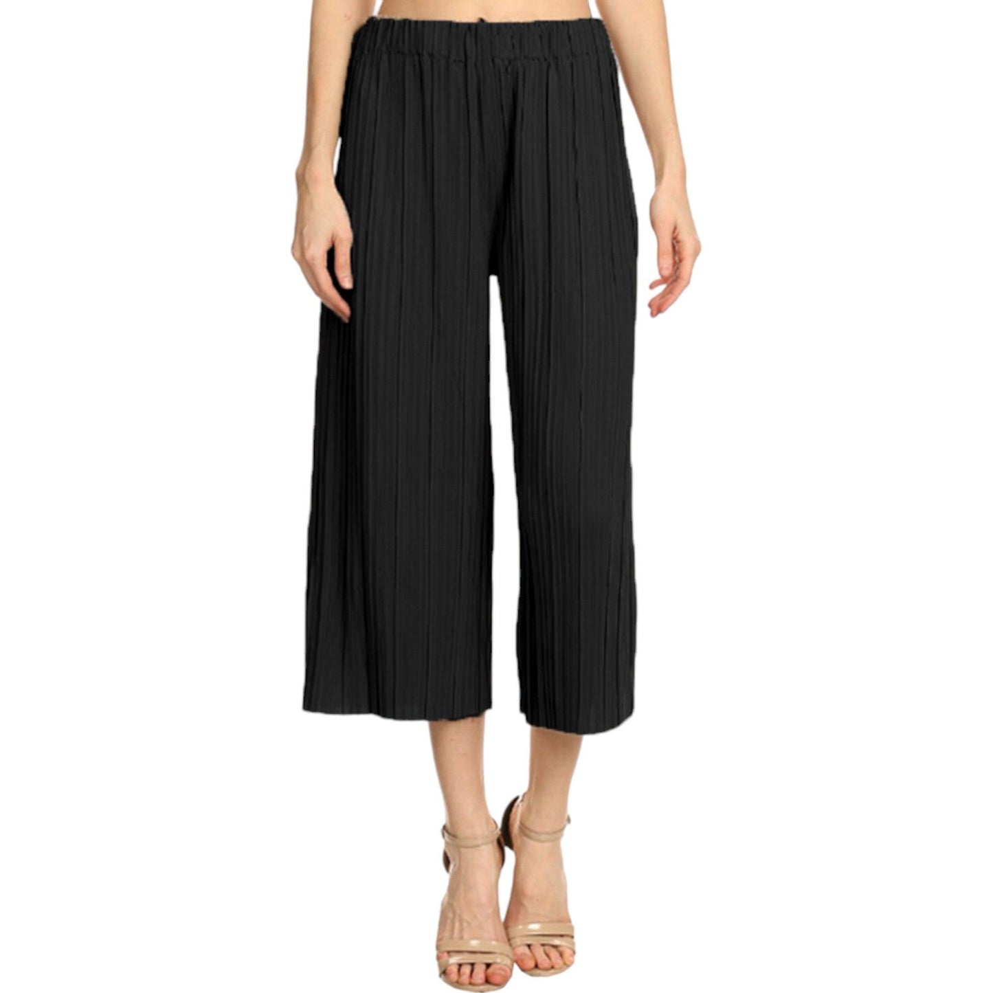 Wide Leg Pants Pleated Cropped Palazzo Lounge Pants