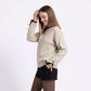 Contrast Trim Crewneck Sweater with Bow Tie Cuffs