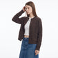 Soft Knit Crewneck Button Front Cardigan with Pockets