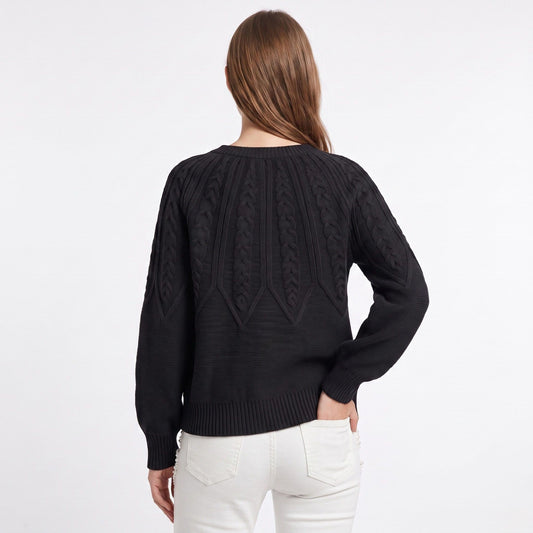 Cable Knit Crew Neck Long Sleeve Pullover Sweater