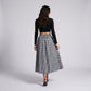 Gingham Midi Skirt with Smocked Waistband, Gathered A-Line Shape and Side Pockets