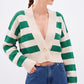 Striped V-Neck Cropped Cardigan Sweater