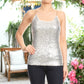 Strap Sequin Metal Chain Shiny Camisole Tank Top