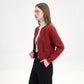 Cropped Crewneck Button-Front Cardigan Sweater