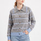 Striped Collared Button-Front Cardigan Sweater