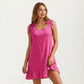 Sleeveless Swim Cover Up Dress with Tie Shoulder Straps and Ruffle Hem Detail