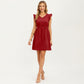 Swiss Dot Babydoll Dress with Ruffle Sleeves and V-Neckline