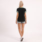 Ribbed Short Sleeve Top Contrast Trim Crew Neck Casual Tee