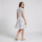 Floral Print Maternity Dress with Flutter Sleeves and Tiered Skirt