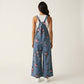 Floral Denim Overall Jumpsuit Wide Leg Adjustable Strap Loose Fit Casual Overalls
