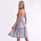 Floral Tie Front Cutout Smocked Ruffle Tiered Dress