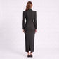 Long Sleeve Maxi Dress with Deep V Neck and Back Slit