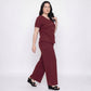 Plus Size 2-Piece Short Sleeve Button Front Pajama Top and Wide Leg Pants Sleepwear Lounge Set