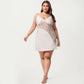 Plus Size Lace Panel Chemise Slip Dress Adjustable Strap Sleepwear