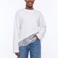 Asymmetrical Lace Hem Long Sleeve Top