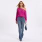 One Shoulder Cold Shoulder Pointelle Knit Long Sleeve Sweater