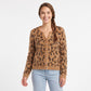 Fuzzy Leopard Print Button Front Cardigan Sweater