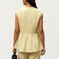 2-Piece Sleeveless V-Neck Peplum Top and Wide Leg Pant Set