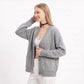 Oversized V Neck Button Front Cardigan with Pockets