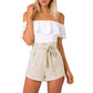 Off Shoulder Jumpsuit Ruffled Bow Tie Shorts Set