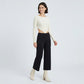 Foldover Waistband Cropped Wide-Leg Trousers