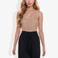 Knit Crop Top with Spaghetti Straps and Ribbed Hem