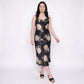 Plus Size Floral Print Satin-Like Cowl Neck Midi Nightgown with Slim Straps and Relaxed Slip Fit