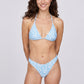 2 Piece Swirl Print Triangle Bikini Set with Halter Top