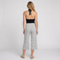 Foldover Waistband Striped Cropped Wide-Leg Trousers