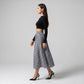 Gingham Midi Skirt with Smocked Waistband, Gathered A-Line Shape and Side Pockets