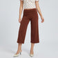 Foldover Waistband Cropped Wide-Leg Trousers