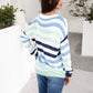 Striped Knit Sweater with Long Sleeves and Relaxed Fit