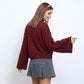 Turtleneck Bell Sleeve Relaxed Fit Knit Sweater