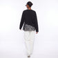 Asymmetrical Lace Hem Long Sleeve Top