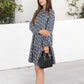 Long Sleeve Floral Print Dress Ruffle Hem Keyhole Neckline