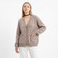 Oversized V Neck Button Front Cardigan with Pockets