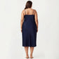 Plus Size Satin Slip Nightgown with Adjustable Spaghetti Straps Midi Length Relaxed Fit Sleepwear Dress