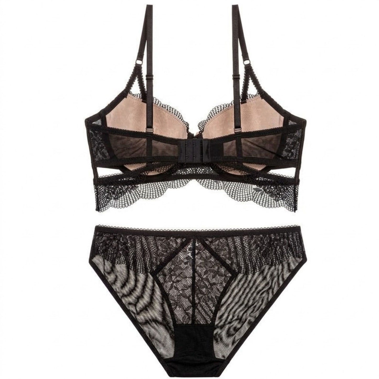 2 Piece Floral Lace Underwire Bra and Panty Lingerie Set