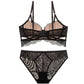 2 Piece Floral Lace Underwire Bra and Panty Lingerie Set