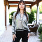 Striped Long Sleeve Sequin Varsity Jacket