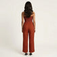 Sleeveless Polka Dot Wide Leg Jumpsuit with Spaghetti Straps Smocked Bodice Relaxed Fit
