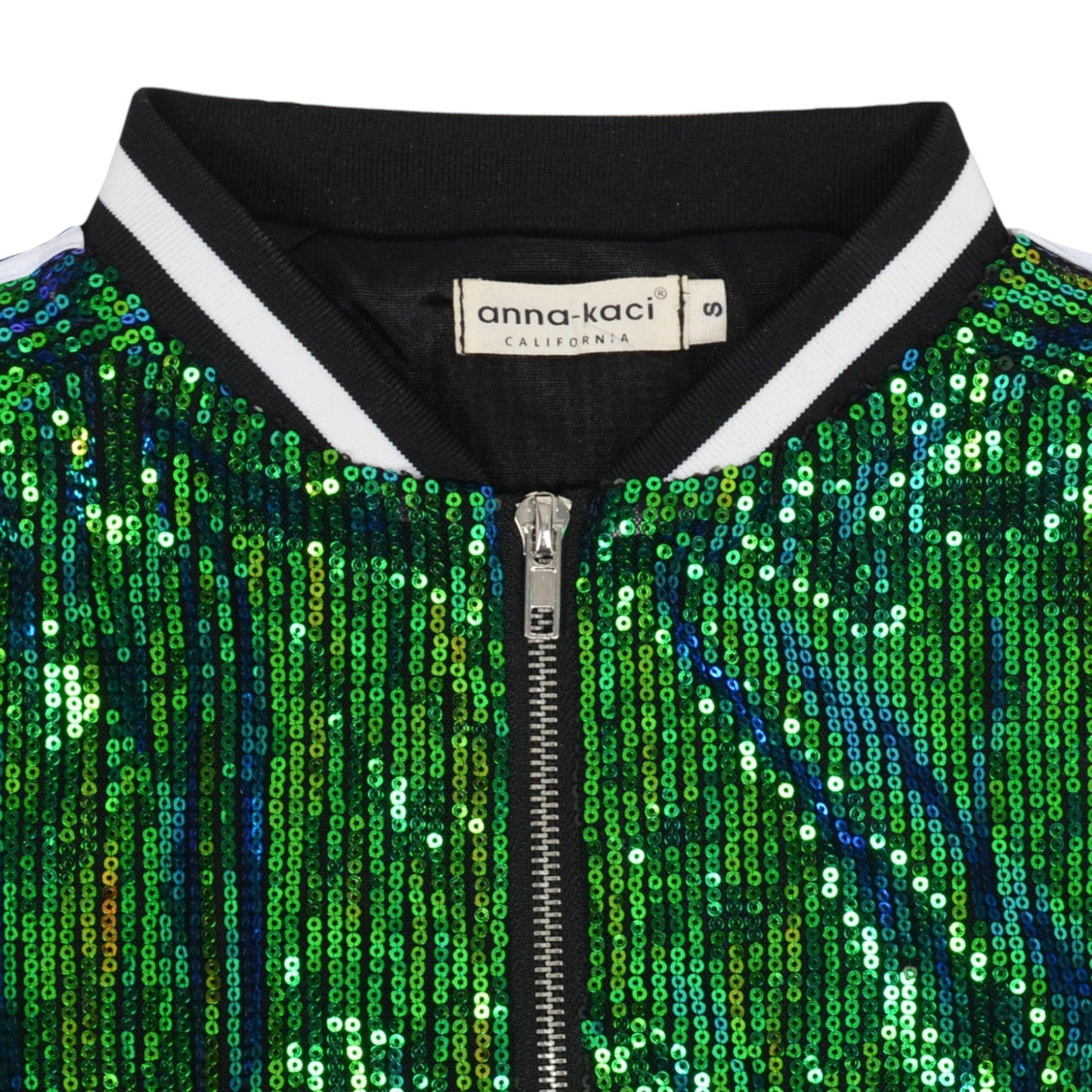 Striped Long Sleeve Sequin Varsity Jacket